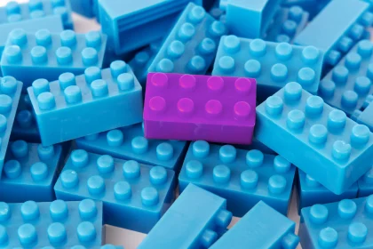 Blue and purple lego blocks