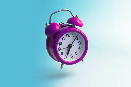 Purple alarm clock jumping