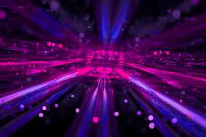 Abstract radial pink blue neon lights, bright colorful tunnel