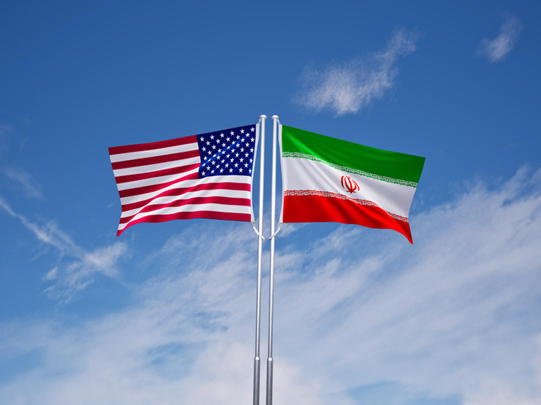 US and Iran flags