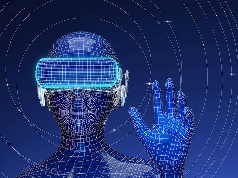 A digital image of a human in a virtual reality