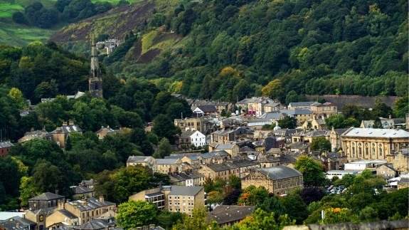Aerial shot of the town of Todmorden