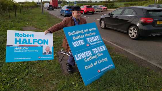 Robert Halfon MP campaigning for election in his Harlow constituency