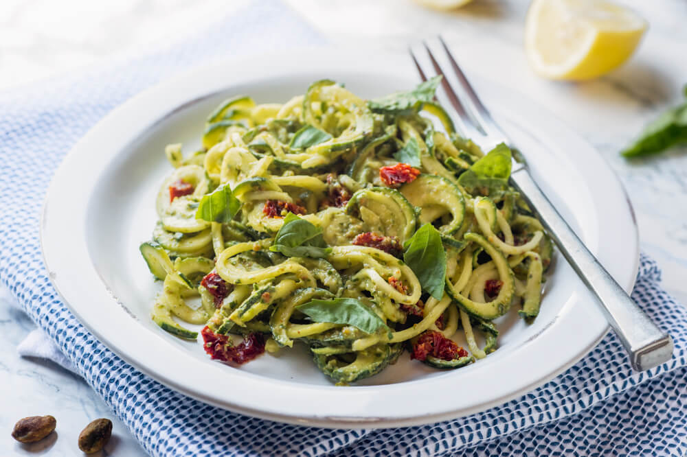 Zucchini noodles with avocado pesto