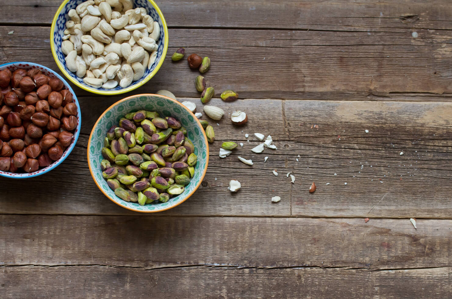 Ingredients prep board nuts and seeds