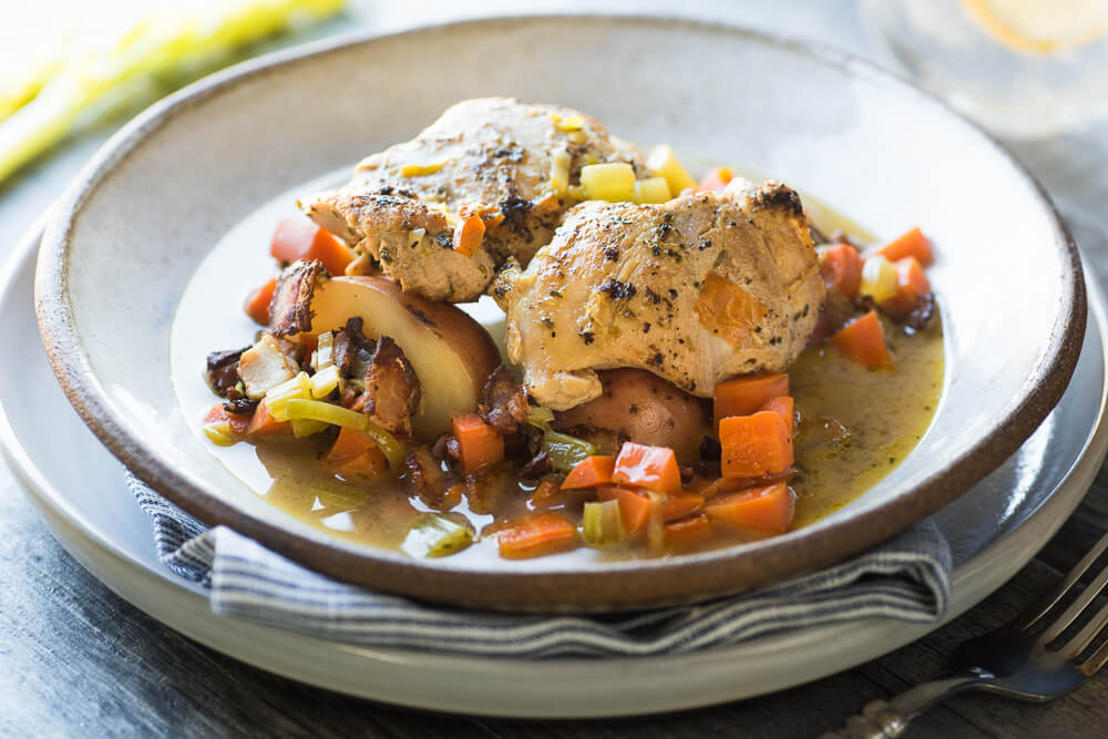 Slow cooker chicken bacon and potato stew