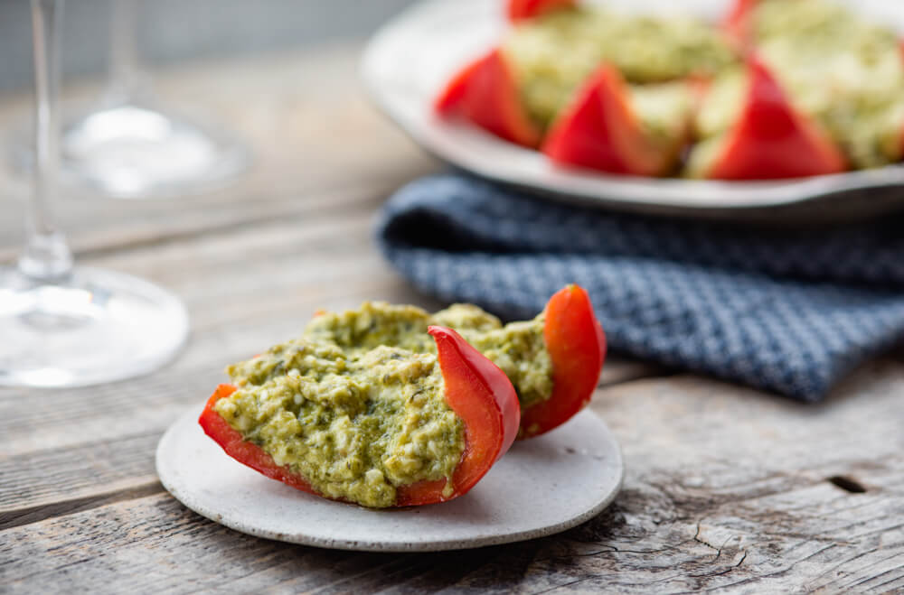Bell pepper pesto poppers keto appetizer