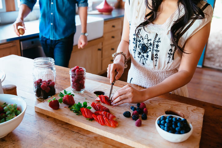 Chopping girl kitchen prep