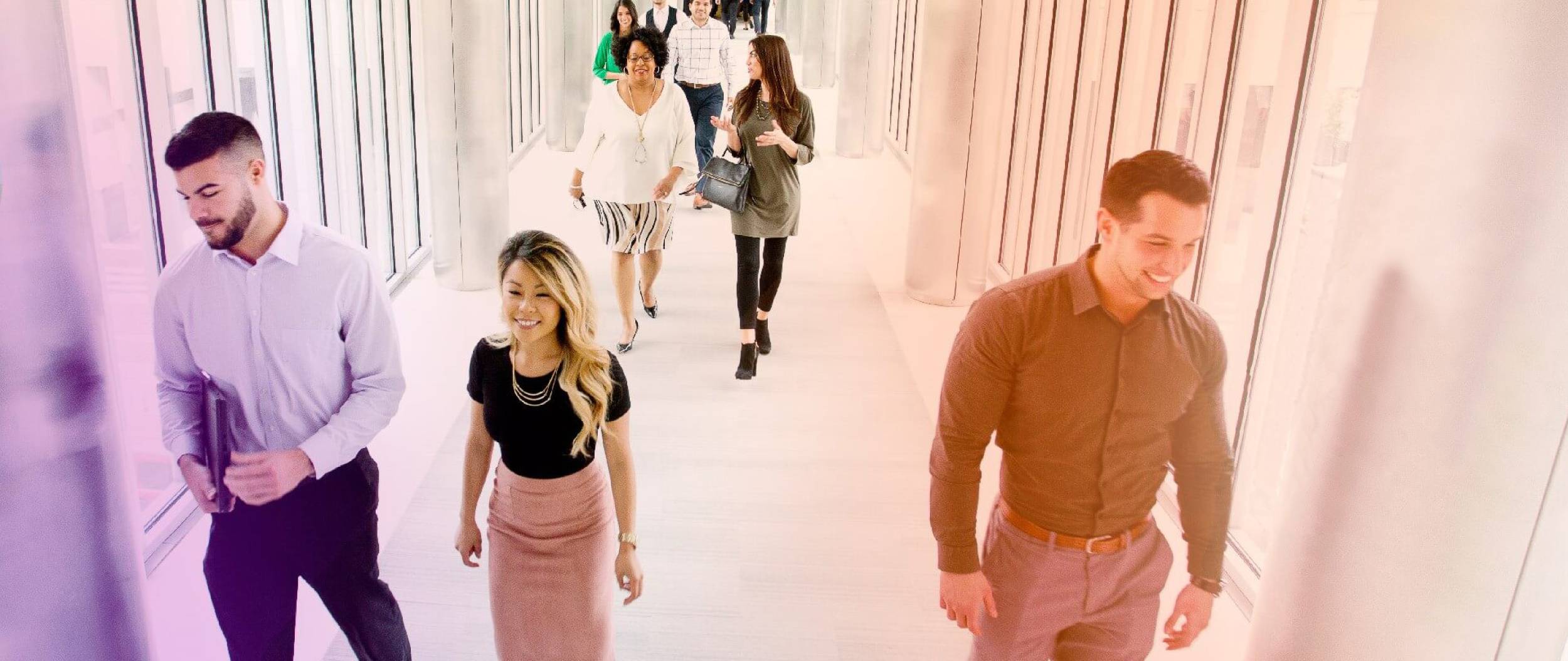 People in the office walking