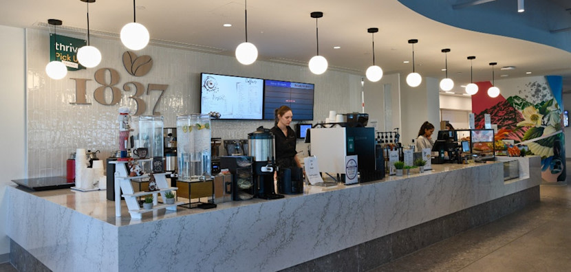Café 1837 and onsite barista offers employees a casual space to meet with colleagues