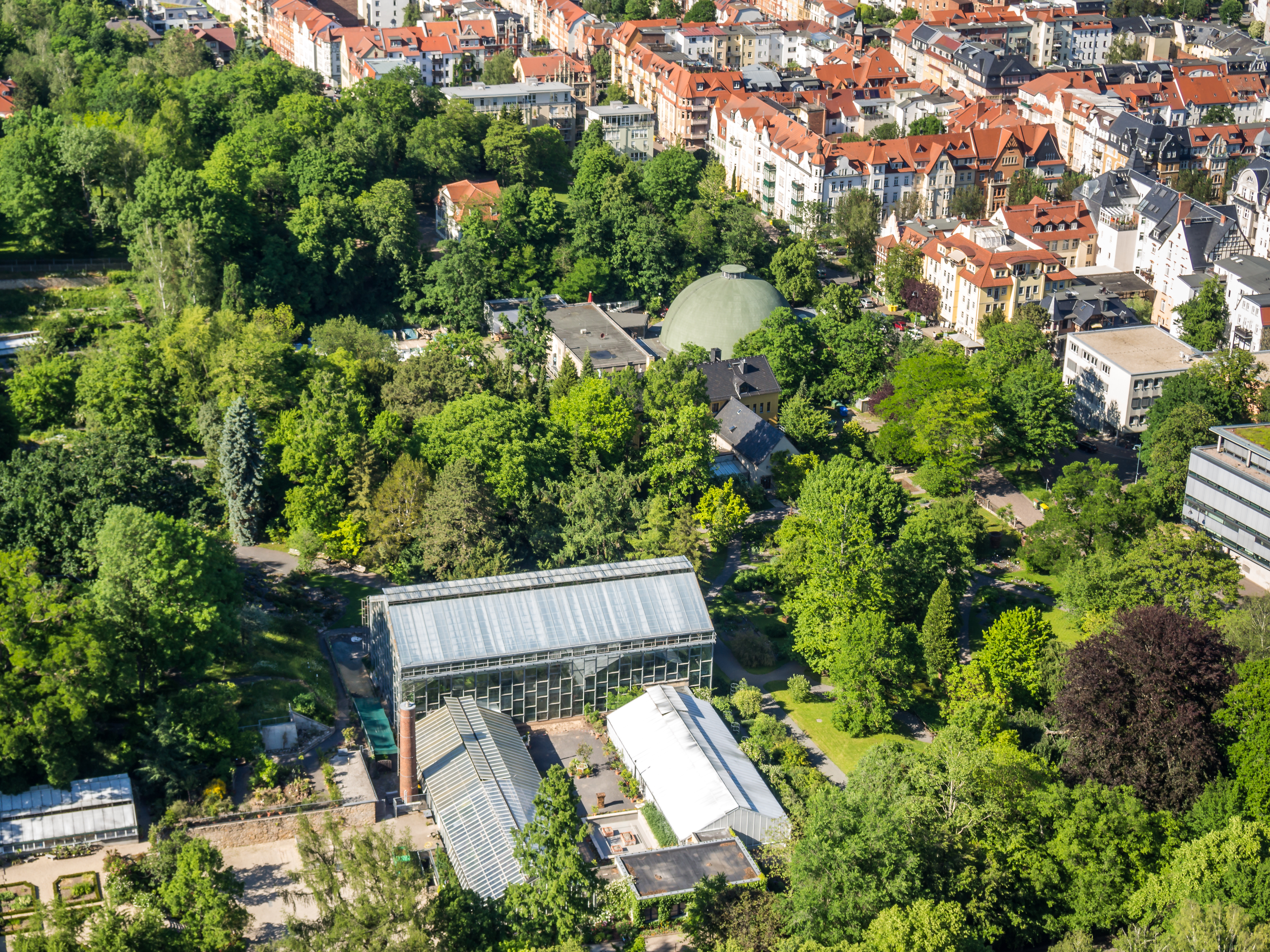 Jena - Ansicht Botanischer Garten von oben