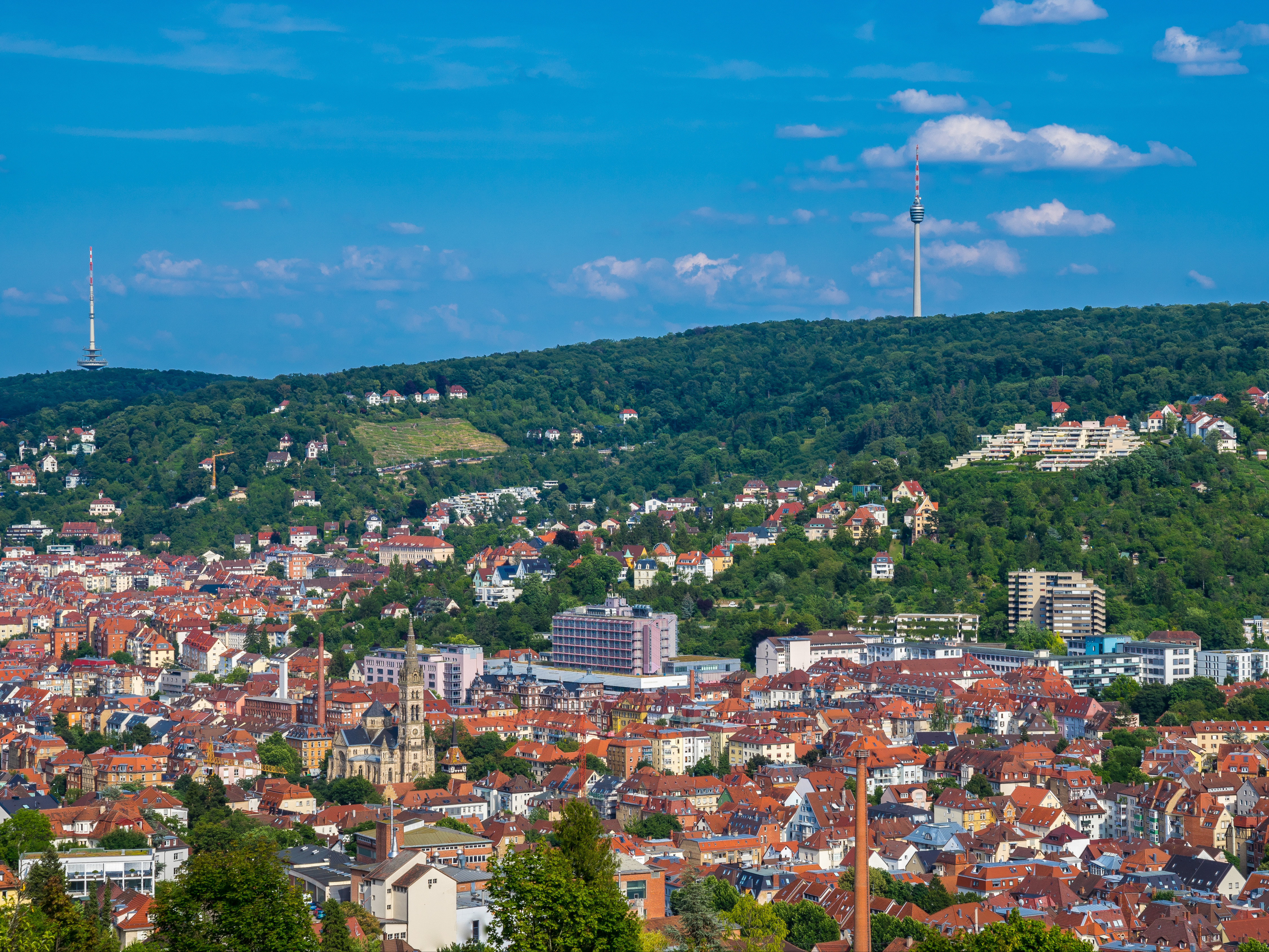 Ansicht der Stadt Stuttgart aus der Vogelperspektive 