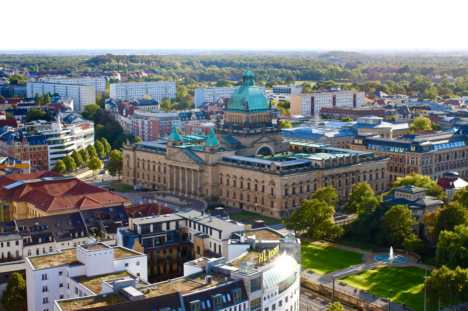 Ansicht der Stadt Leipzig von oben 