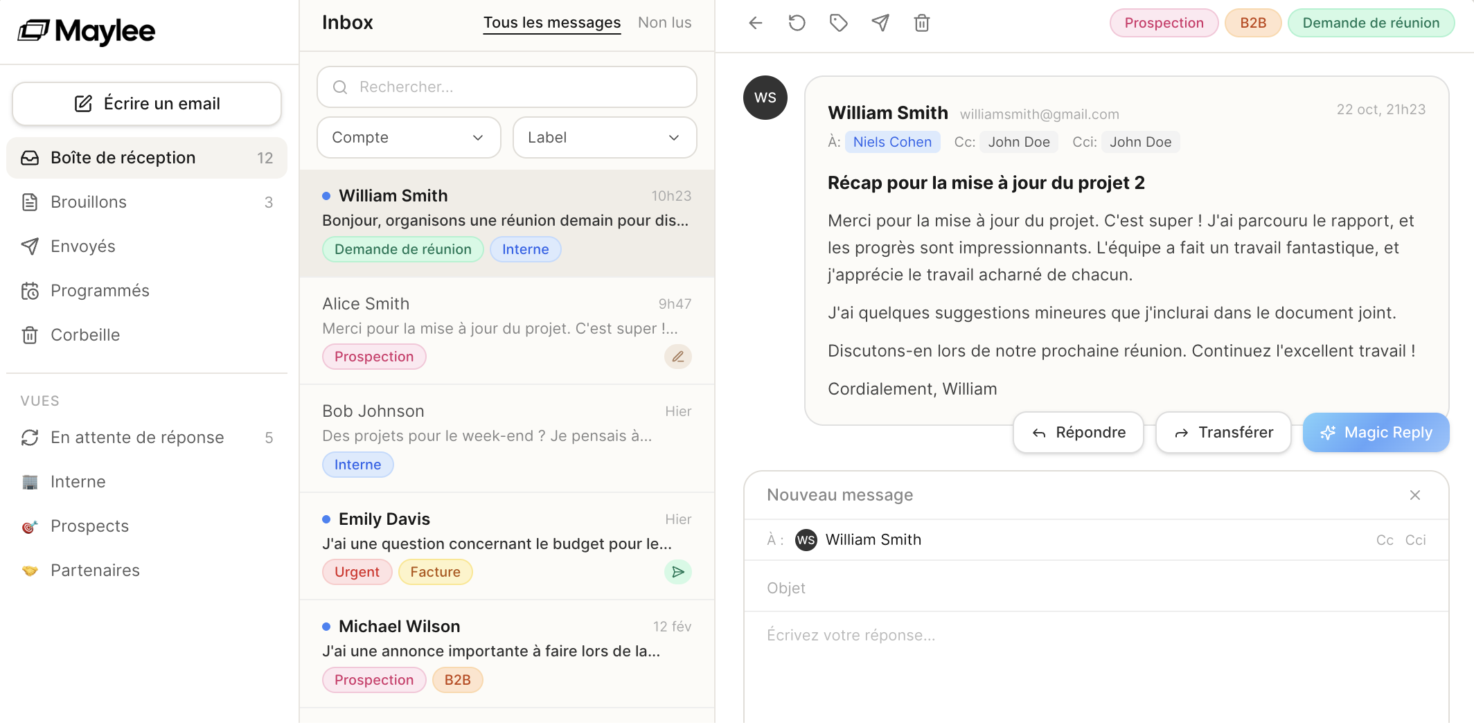 Vue sur le Dashboard colore de Maylee