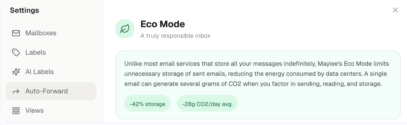Capture d'ecran du mode eco