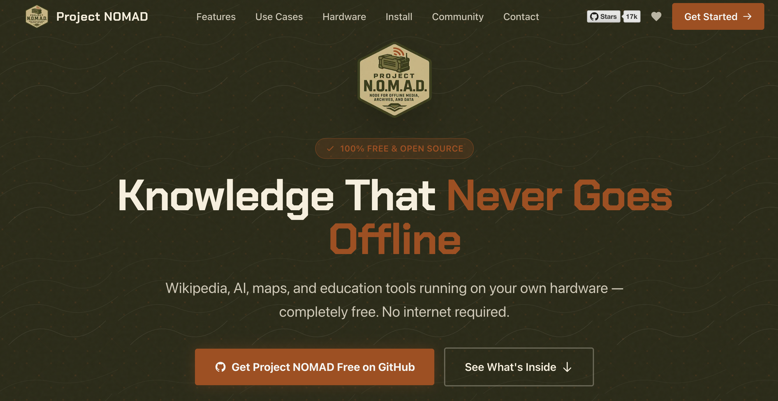 Screenshot of Project Nomad Dashboard