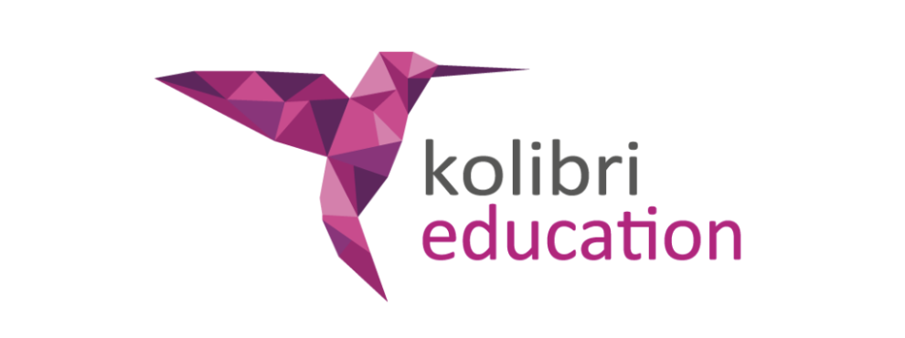 un Kolibris rose dessinné a gauche et Kolibri ecris en rose le tout sur fond blanc