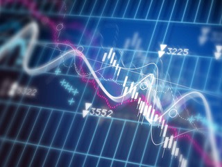 Stock chart on blue background
