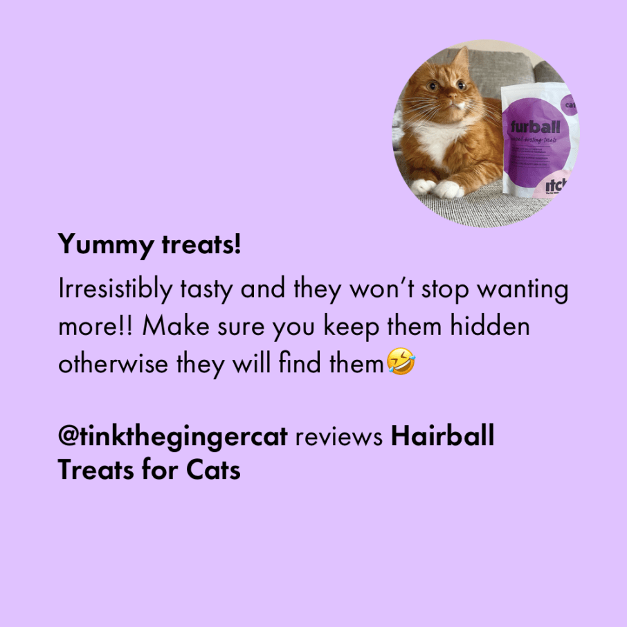 Itch Furball treats, treats to breakdown hairballs for cats - customer review
