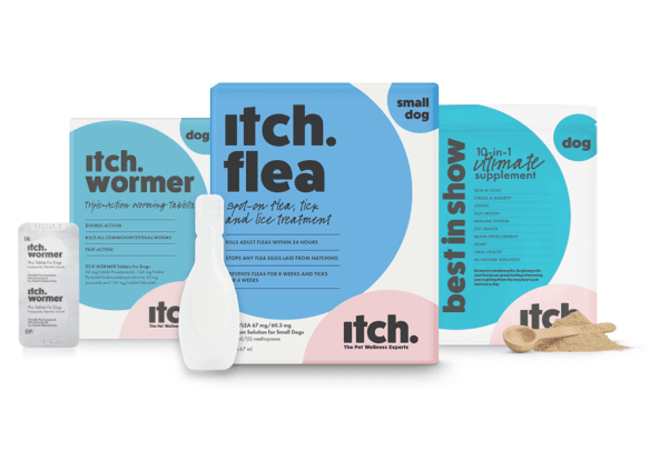 Itch Wormer for dogs - double action worming tablets, Itch Flea spot-on treatment for small dogs - flea, tick & lice treatment for dogs, Best in Show 10-in-1 multivitamin supplement for dogs, customer plan