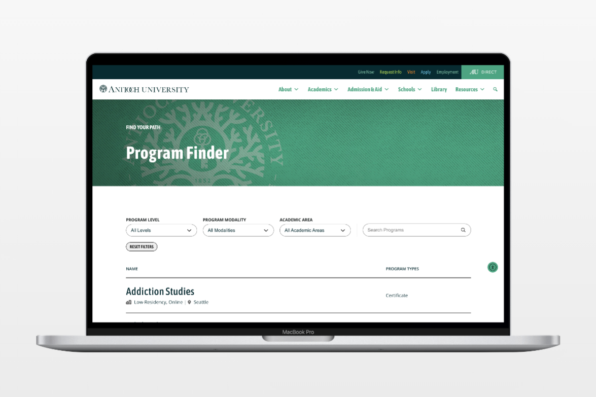 Program Finder Mockup