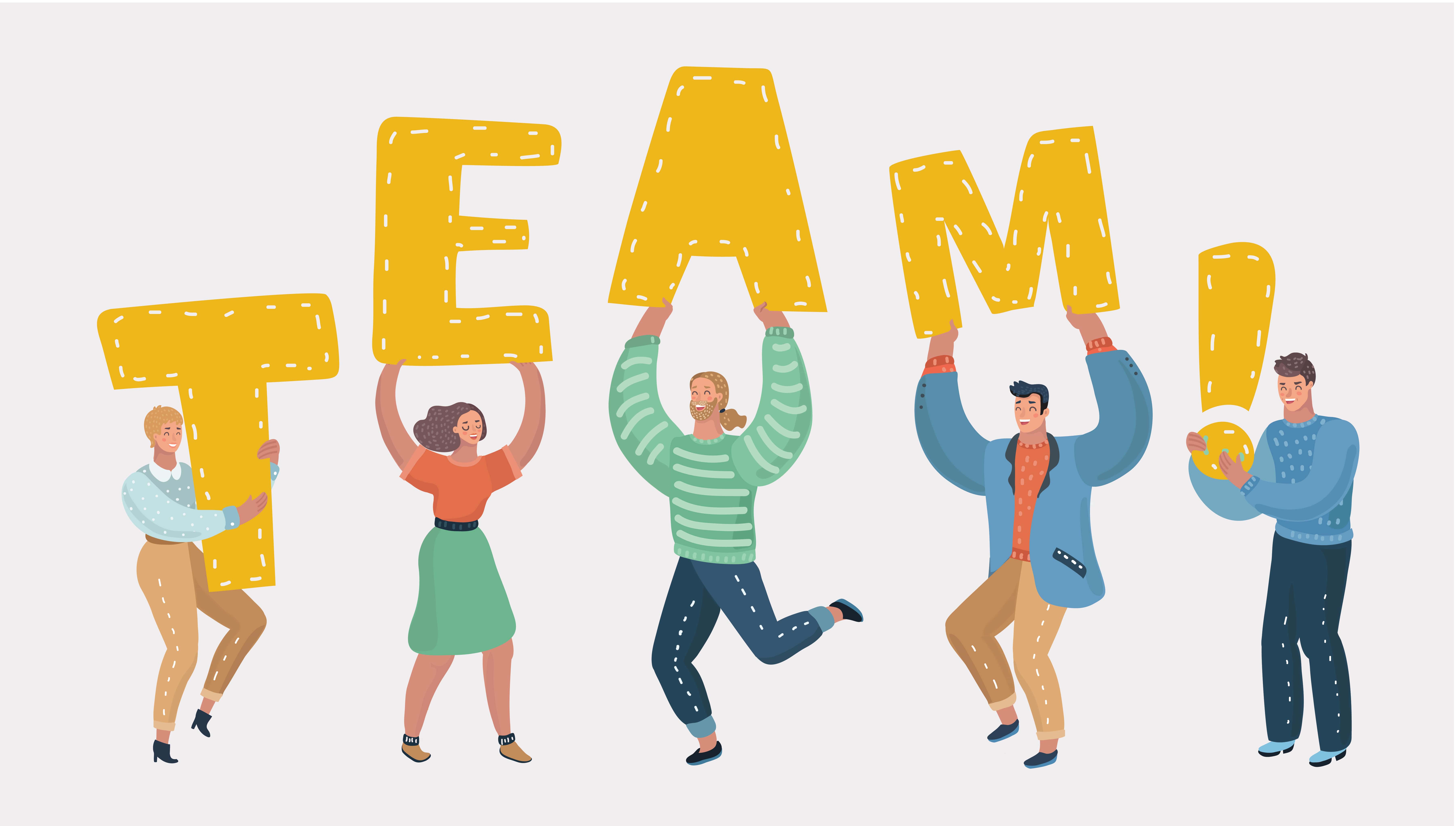 Graphic showing happy team