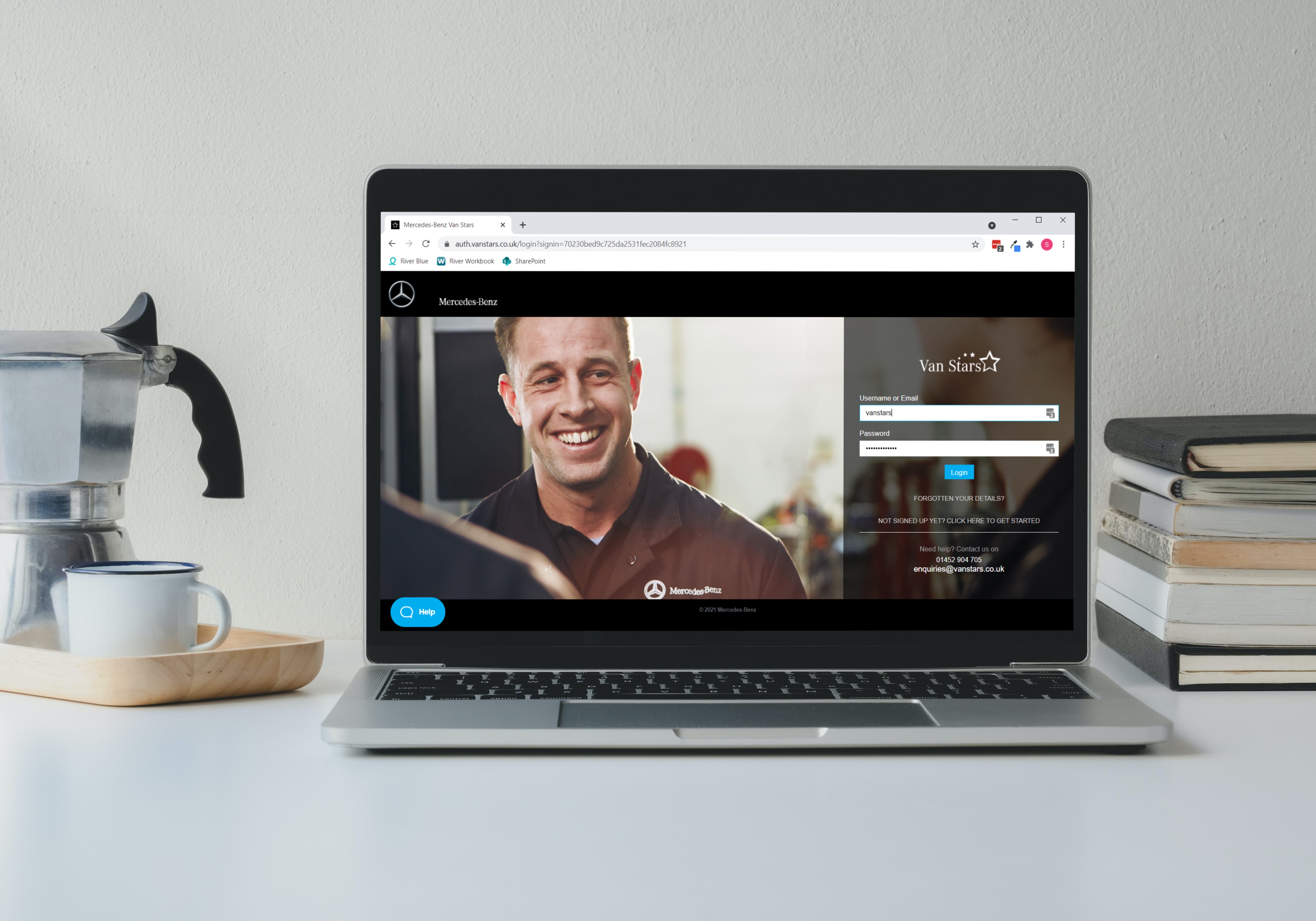 Laptop login screen for the Van Stars Rippl platform