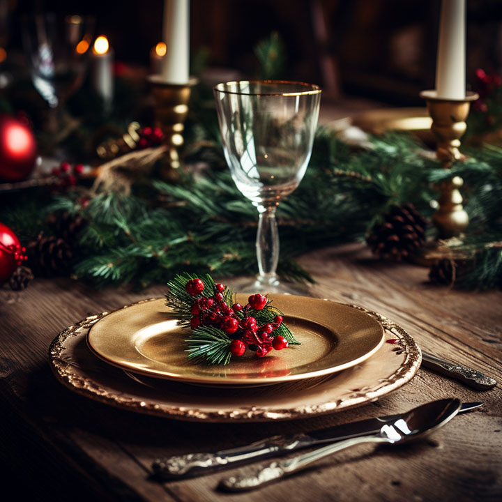 Christmas dinner place setting