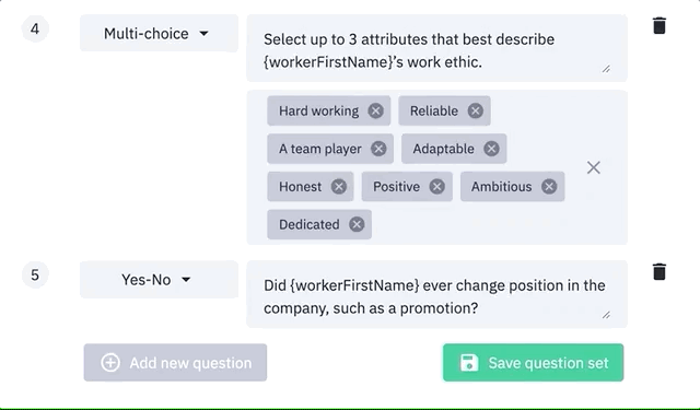 Delete questions in the Zinc question editor