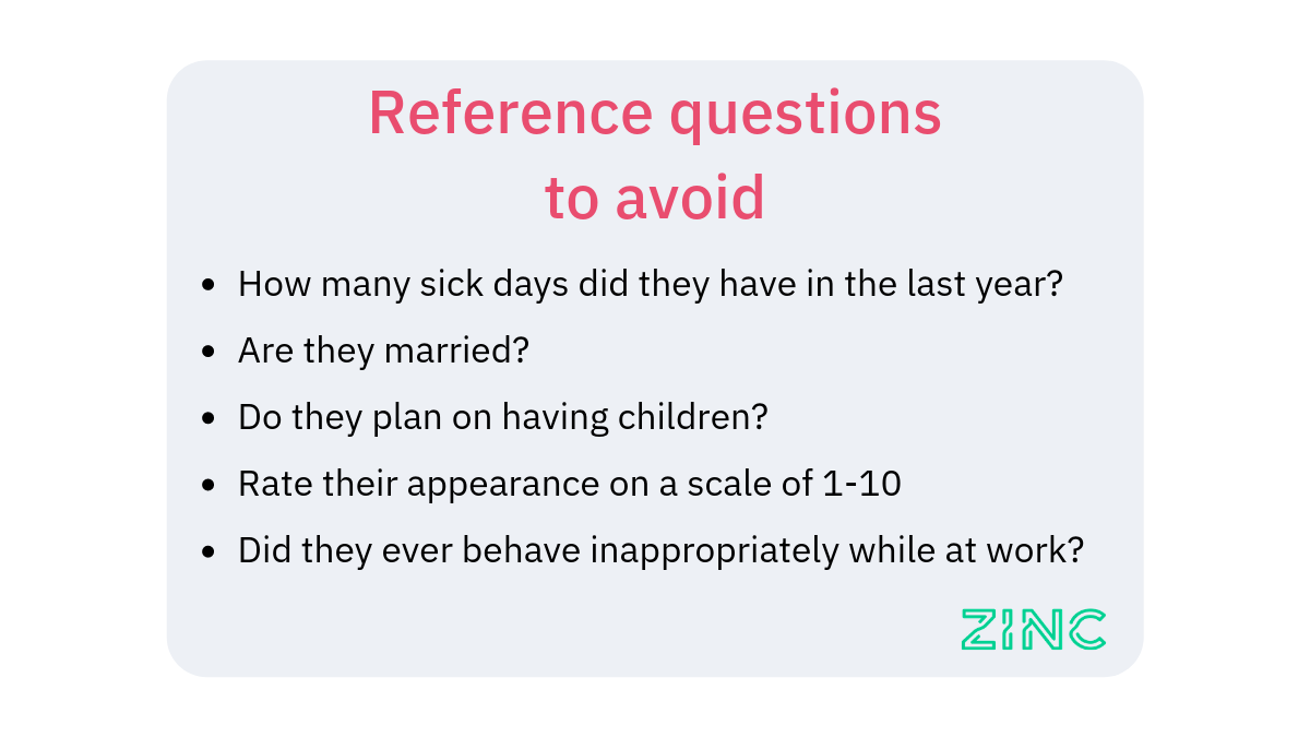 Reference check questions to avoid