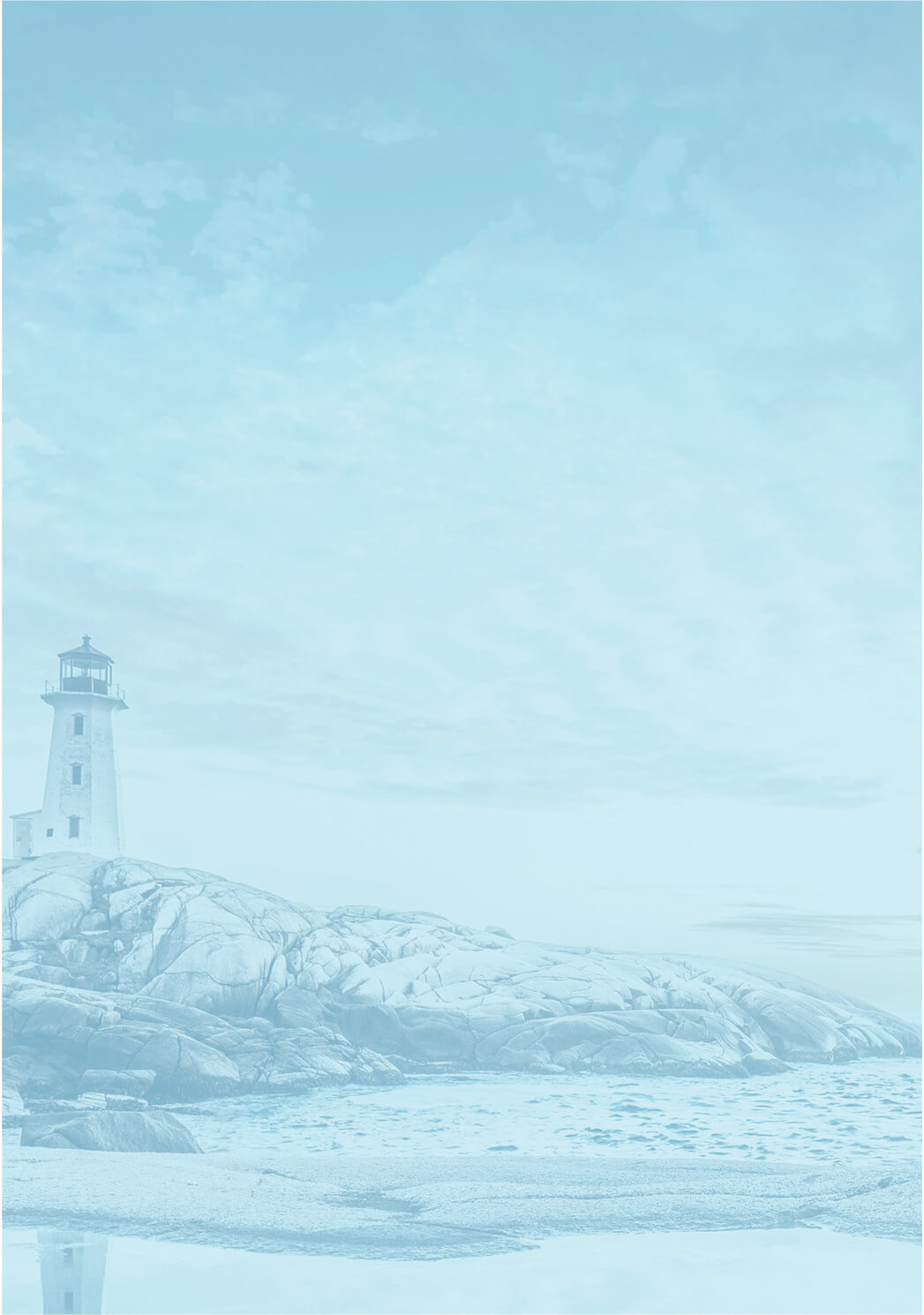 Calming Lighthouse and Sea Landscape with Blue Overlay.