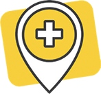 Symbole de localisation des Cliniques de cannabis canadiennes. Illustration.