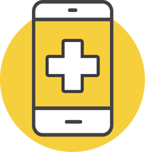 Mobile Phone with Medical Cross. Illustration.