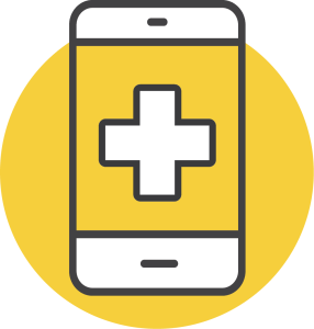 Téléphone mobile avec croix médicale. Illustration.