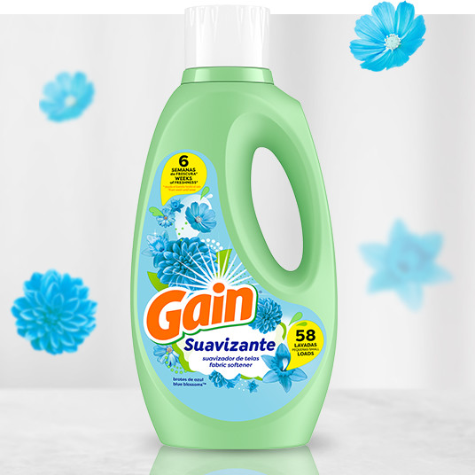 Bottle of Gain Blue Blossom Fabric Softener Laundry Detergent