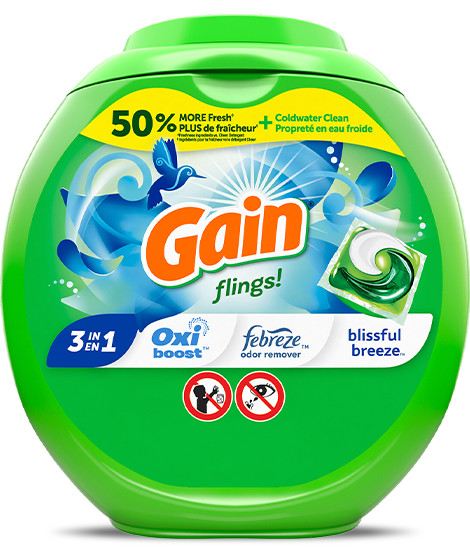 Pack of Gain Blissful Breeze Flings Laundry Detergent