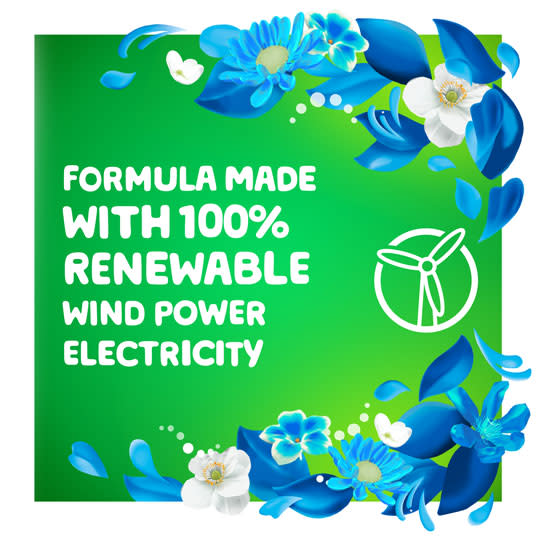 Gain Blissful Breeze Fabric Softenerr formula is made with 100% renewable wind power electricity