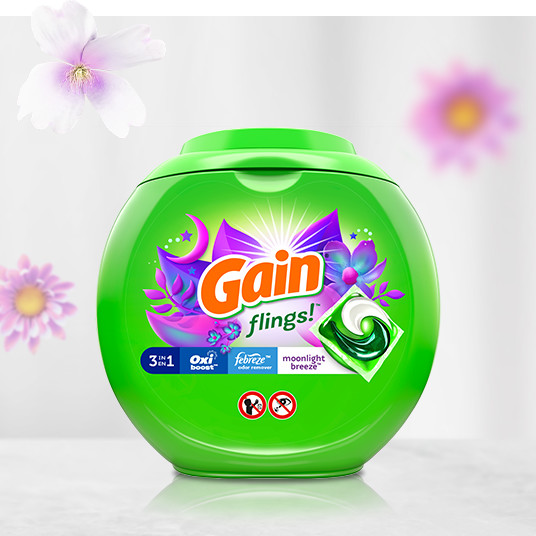 Pack of Gain Moonlight Breeze Flings Laundry Detergent