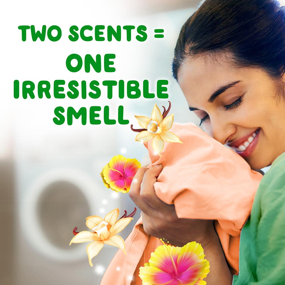 Gain Tango Twist Hibiscus and Vanilla Scent Fabric Softener, Two scents = one irresistible smell