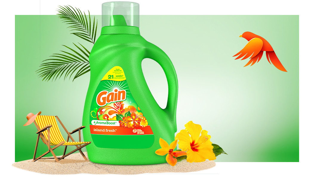 Bottle of Gain Island Fresh Liquid Laundry Detergent