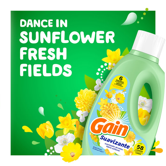 Dance in sunflower fresh fields with Gain Sunflower Fresh Fabric Softener
