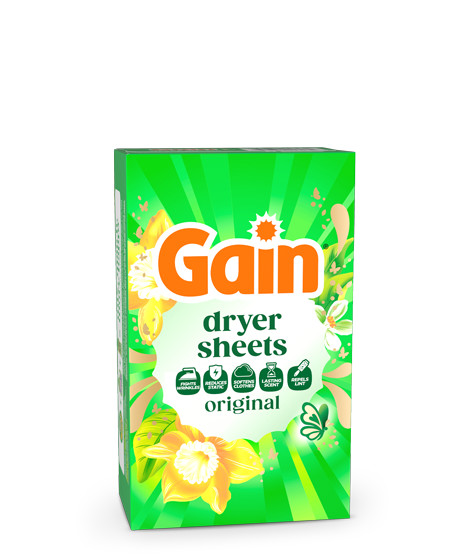 Packaging with Gain Original fabric softener sheets