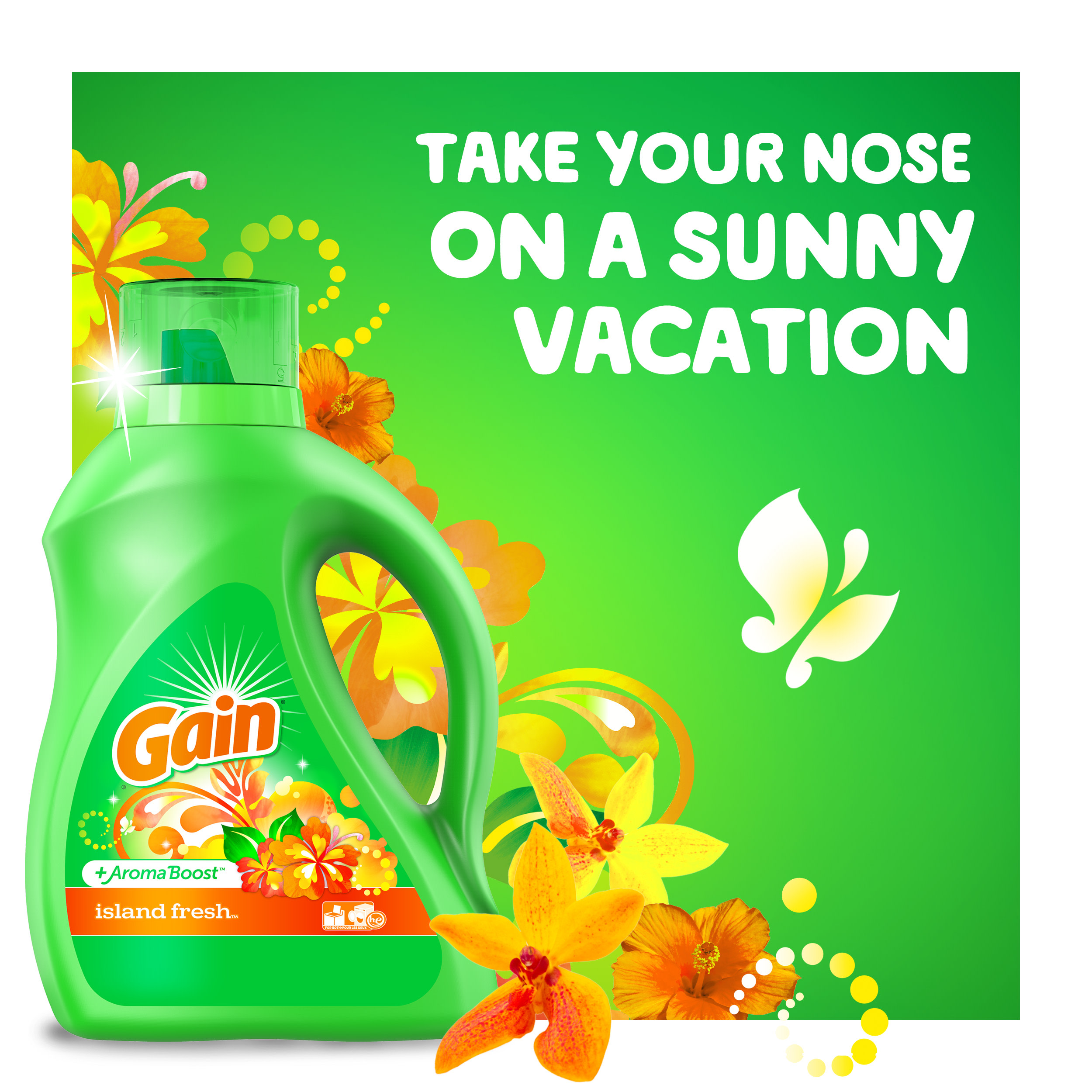 Gain Island Fresh Liquid Laundry Detergent take your nose on a summary vacation