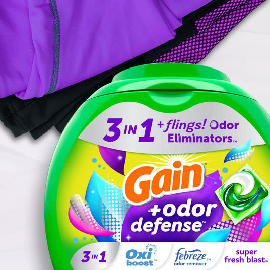 Gain+ Odor Defense Super Fresh Blast Flings Laundry Detergent 3in1 Odor Eliminator