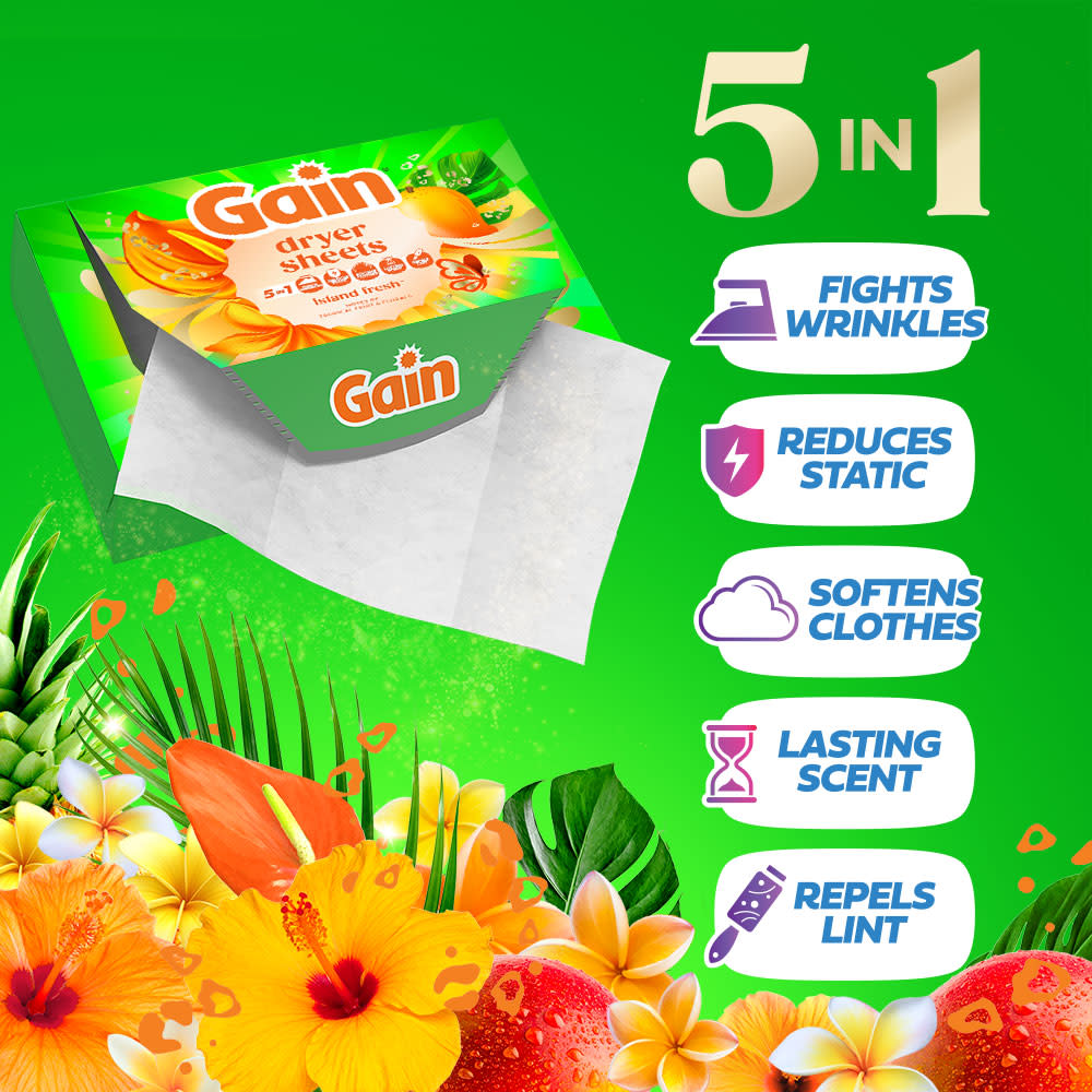 Gain Island Fresh Fabric Softener Sheets secondray image 02 5 in 1