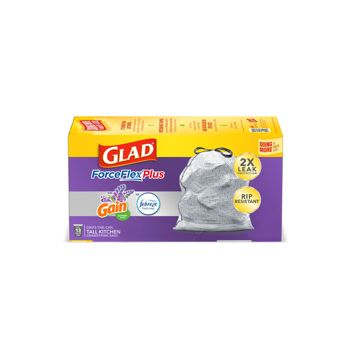 Pack of Glad ForceFlexPlus Trash Bags with Gain Lavender Scent
