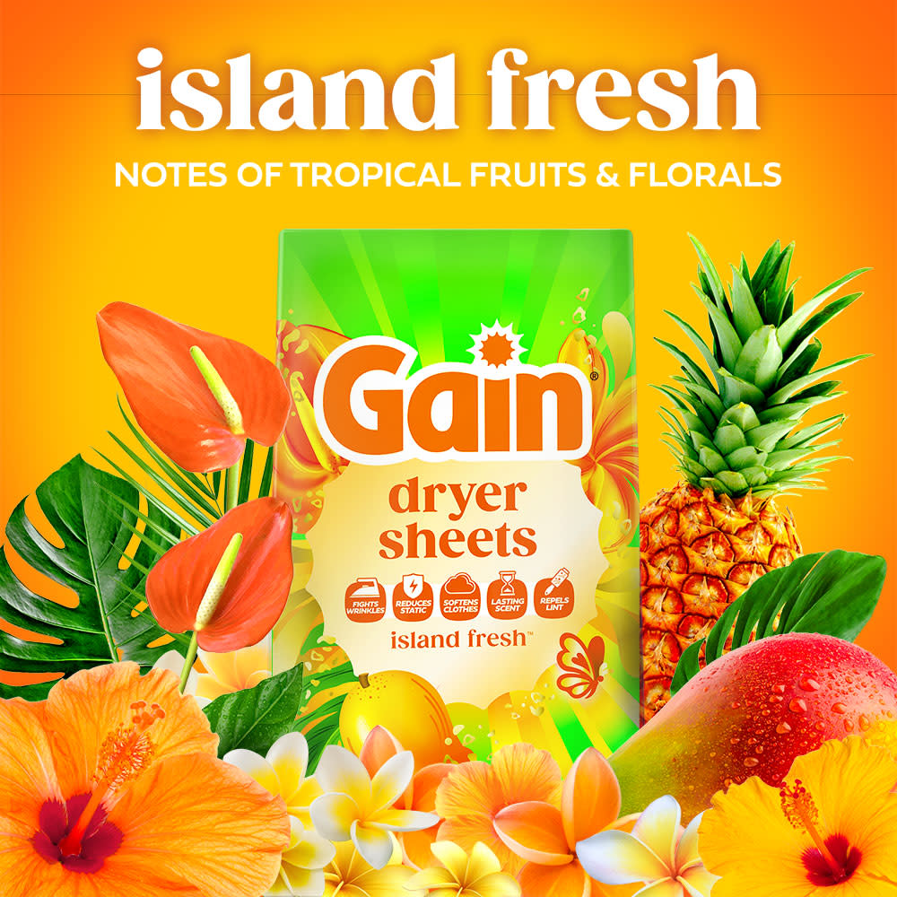 Gain Island Fresh Fabric Softener Sheets secondray image 04 scent experience tile