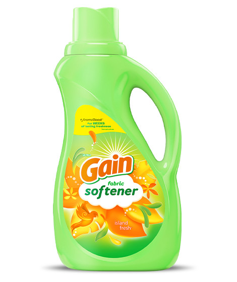Bottle of Gain Island Fresh Fabric Softener Laundry Detergent