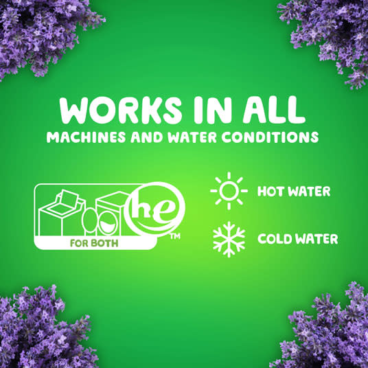 Gain Lavender Liquid Laundry Detergent works in all machines and water conditions