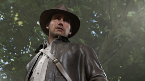 Indiana Jones and the Great Circle screenshot. Indiana Jones standing in a Sukhothai forest.